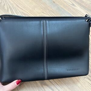 Burberry Black Leather Novacheck Shoulder Bag